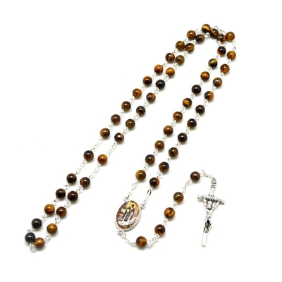 6mm Beads Santiago Catholic Rosary Prayer Necklace Natural Stone Muslim Rosary Beads