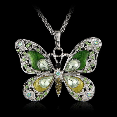 Handmade Jewelry Y2k Necklace butterfly  Blue butterfly Multicolor Rhinestone Butterfly Pendant Necklaces