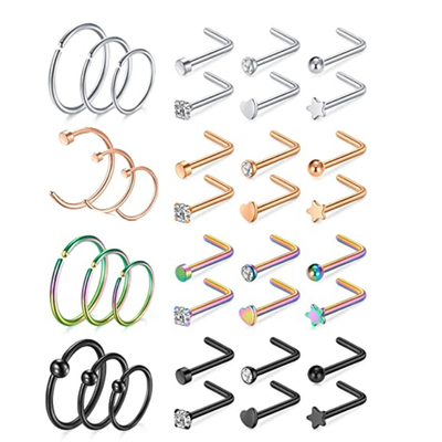 XM200256 Nose Studs Nose Ring Set 20G Stainless Steel Earrings Pierced Jewelry CZ Titanium Steel Nose