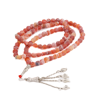 33 Natural Stone Beaded Prayer Healing Crystal Meditation Muslim Allah Rosary Necklace